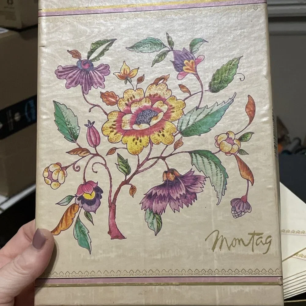 Vintage Stationery Set Mead Montag China Aster Florals Incomplete Flowers